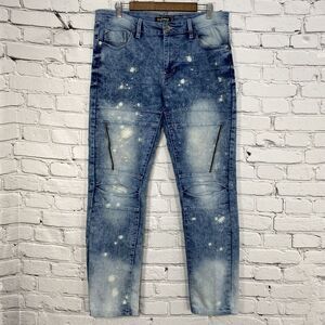 Southpole Skinny Jeans Mens 34x32 Moto Biker‎ Ribbed Vintage Y2K Fade Streetwear